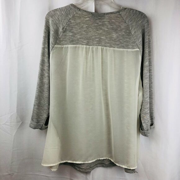 Forever 21 Plus Size 2X Womens Tunic Top 3/4 Sleeve Gray Flowy Sheer Back - Picture 2 of 10